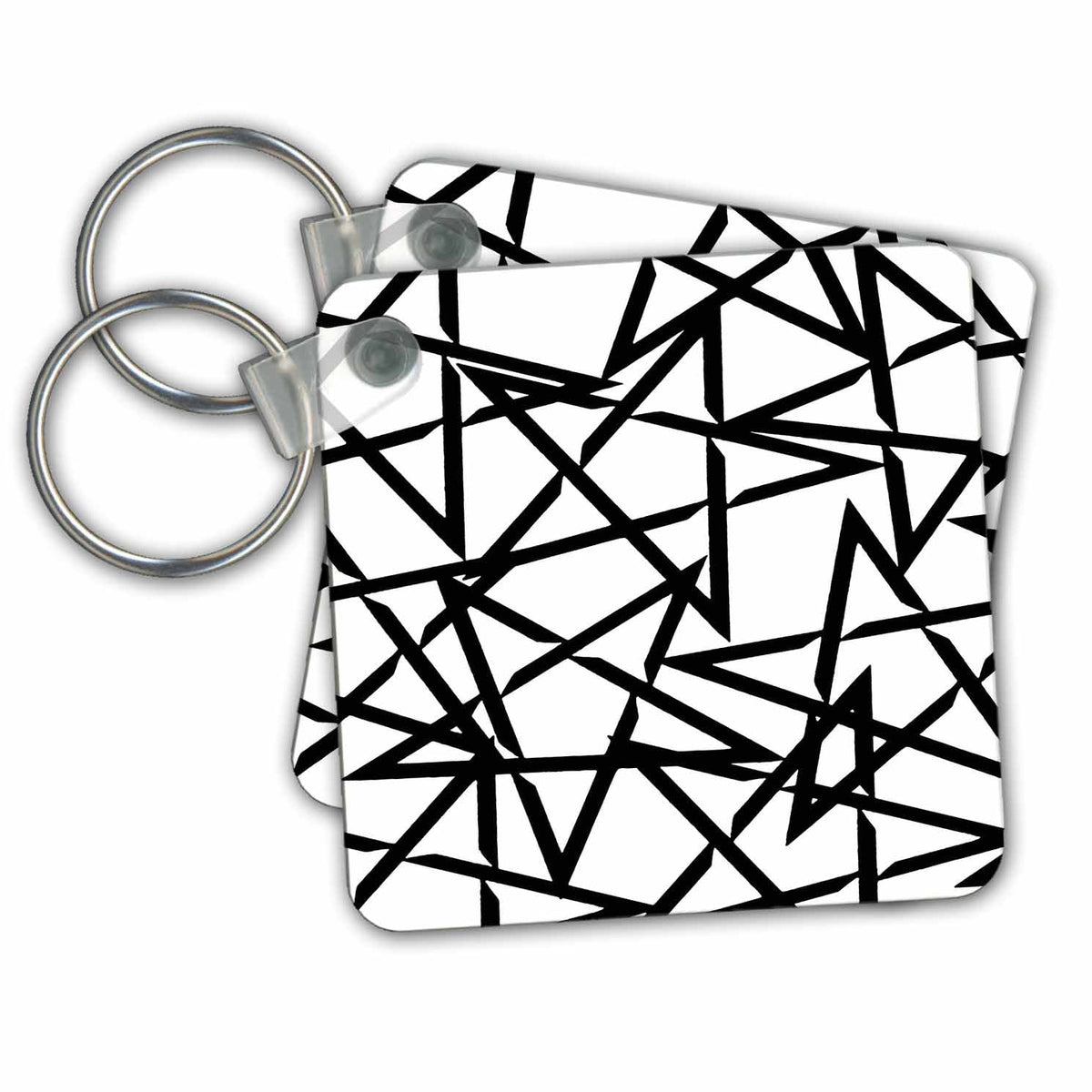3dRose Key Chains Interlocking Black Star Polygon Shape Design (kc-347472-1)