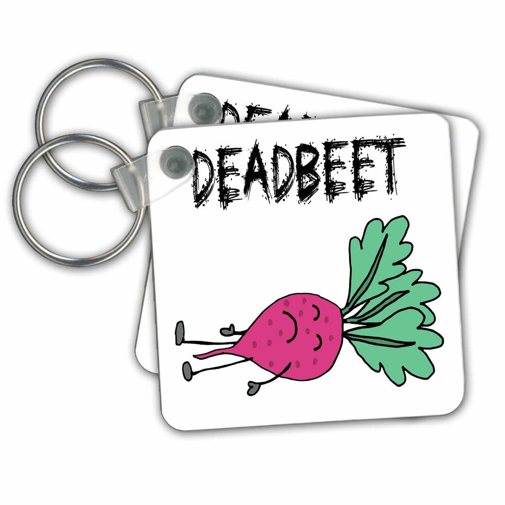 3dRose Key Chains Funny Cute Dead Beet Deadbeat Pun Cartoon (kc-347516-1)