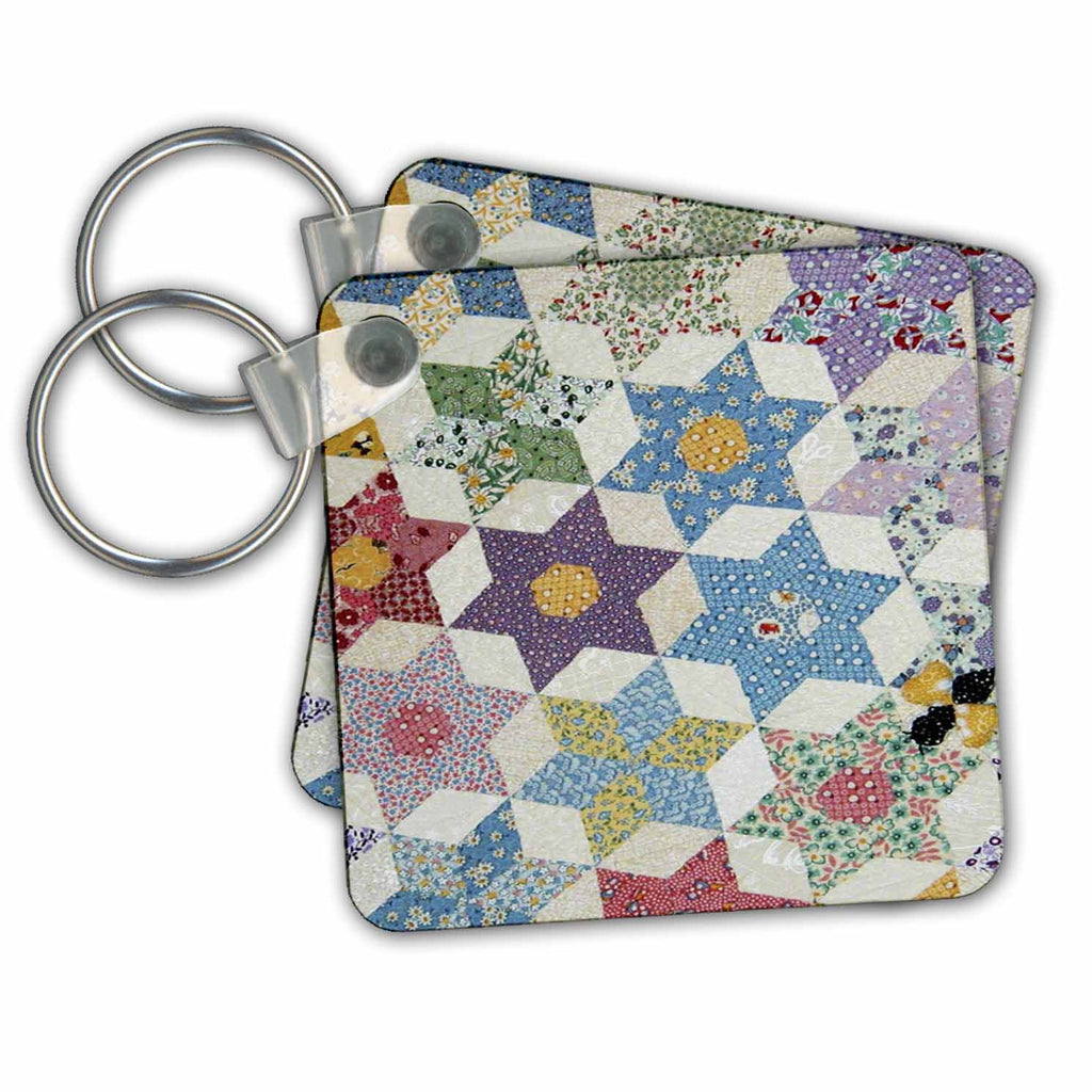 3dRose Key Chains Calico Jewish Stars (kc-34752-1)