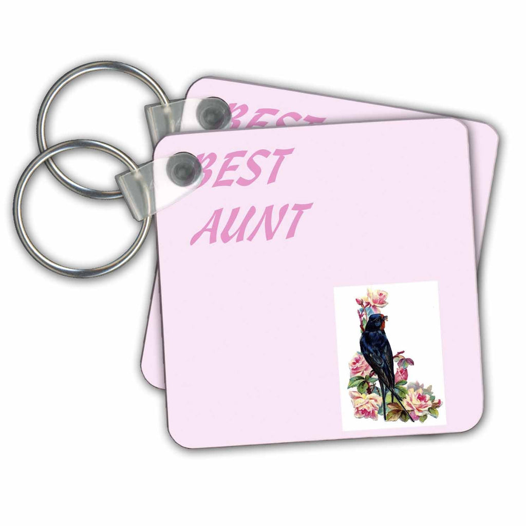 3dRose Key Chains Pink Best Aunt (kc-34930-1)