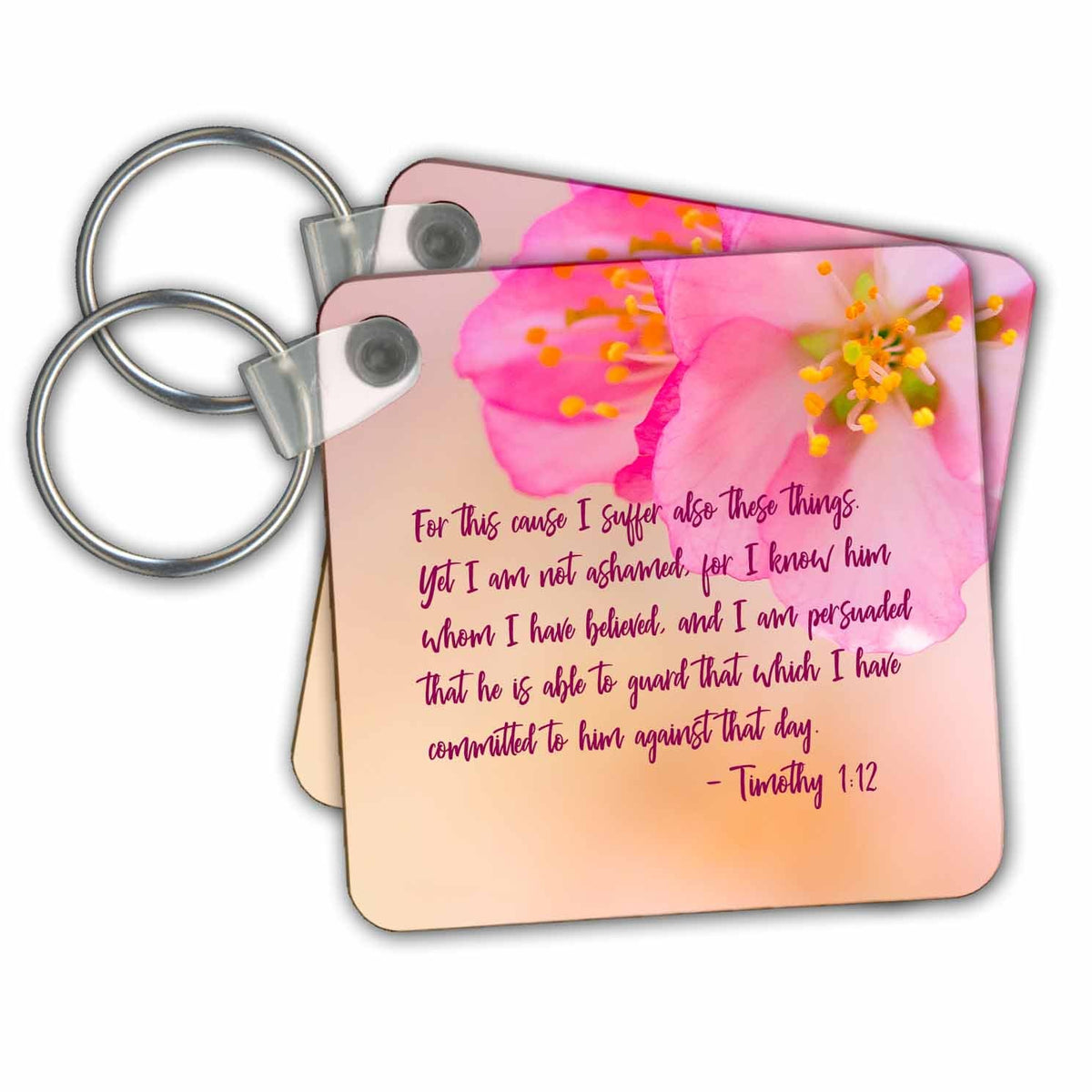 3dRose Key Chains Bible - For this cause I suffer also these things... (kc-349303-1)
