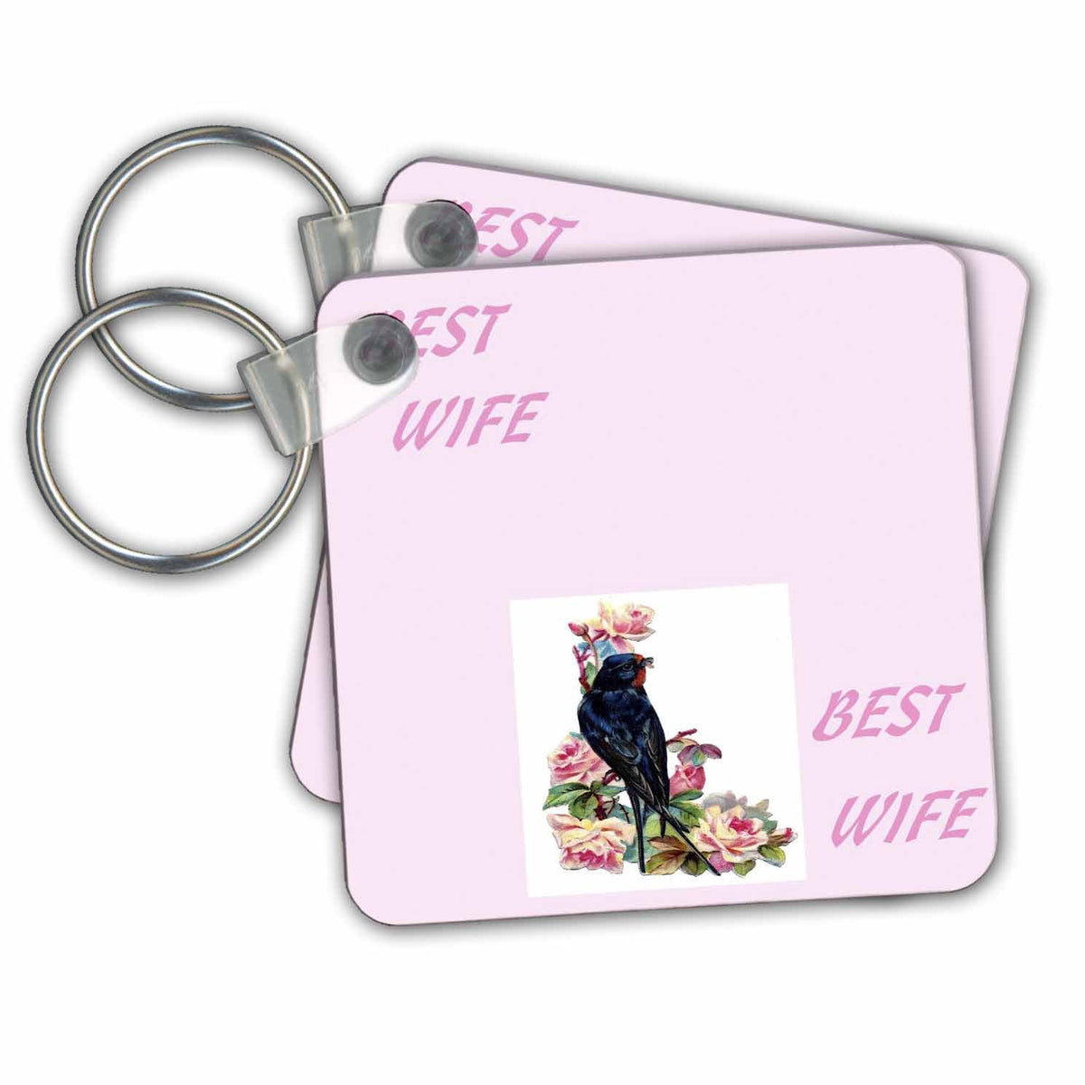 3dRose Key Chains Pink Best Wife (kc-34932-1)