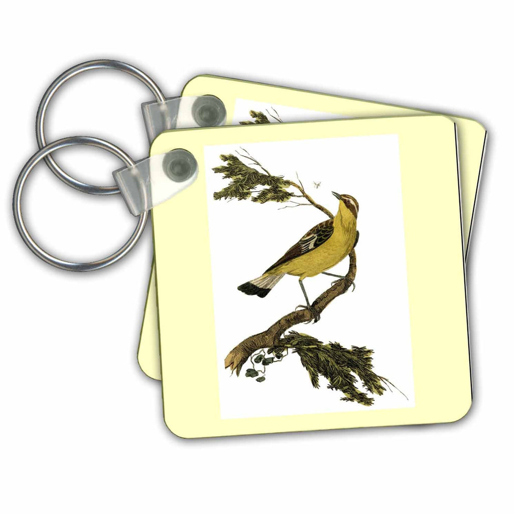 Key Chain - Yellow Bird On Branch Victorian Images