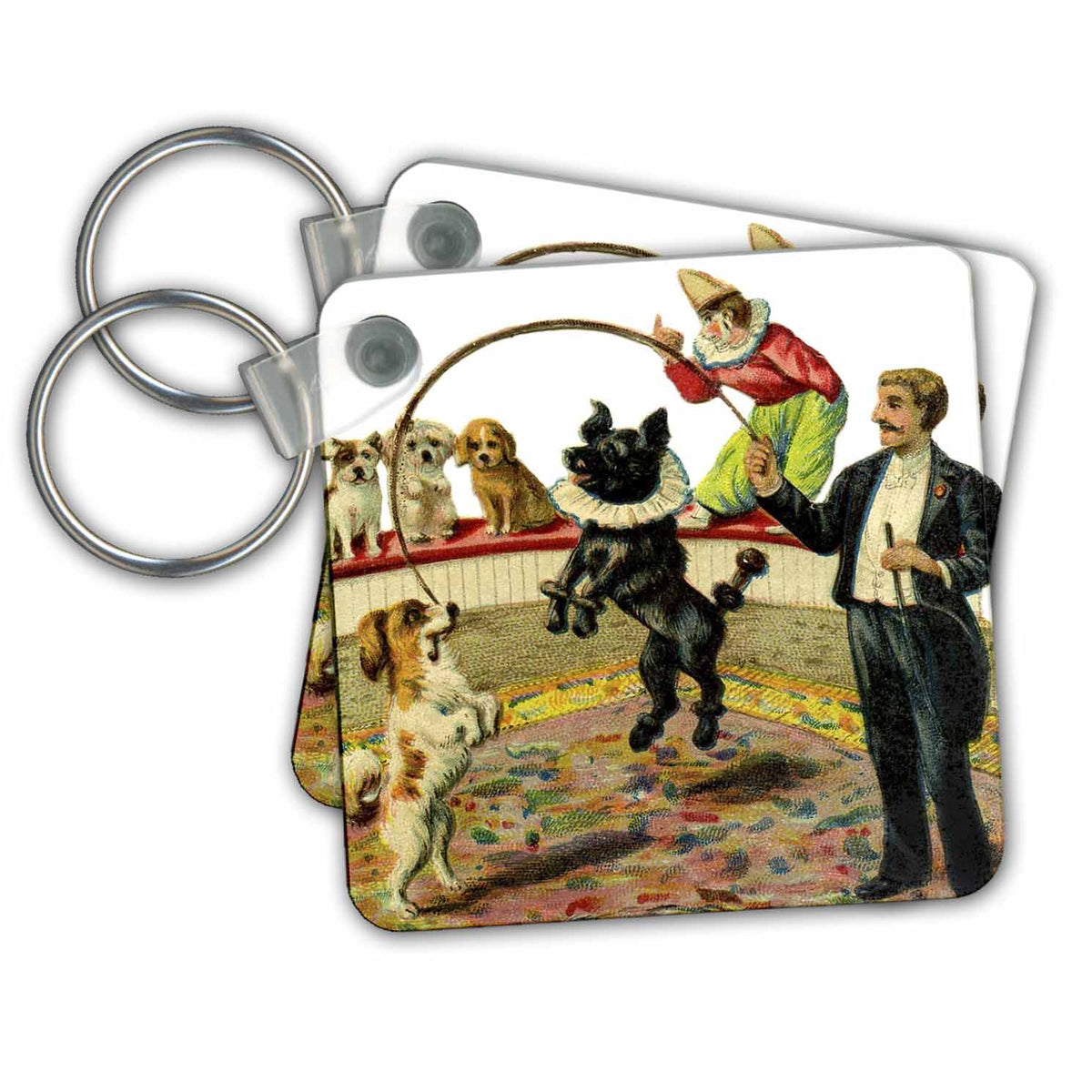 3dRose Key Chains Black Tan Circus Dogs (kc-34942-1)