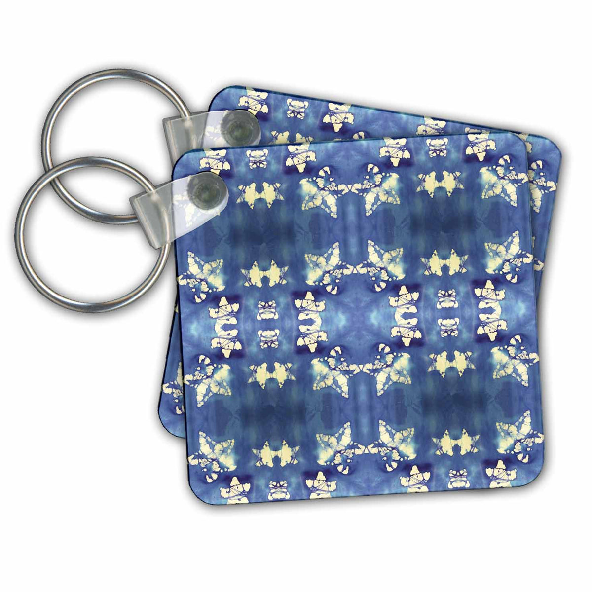 3dRose Key Chains Blue and White Star Tye Dye (kc-34990-1)