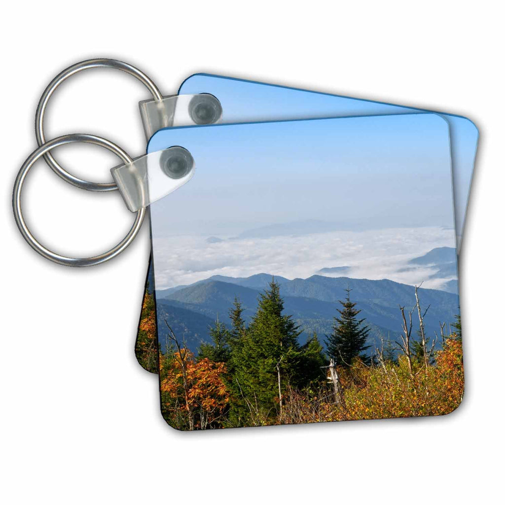 3dRose Key Chains Mountain top from from the Smoky Mountains, featuring lower clouds. (kc-350062-1)