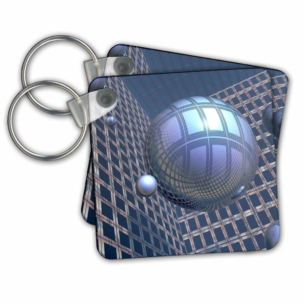 3dRose Key Chains Sci Fi digital artwork featuring reflective spheres floating in space. (kc-350067-1)