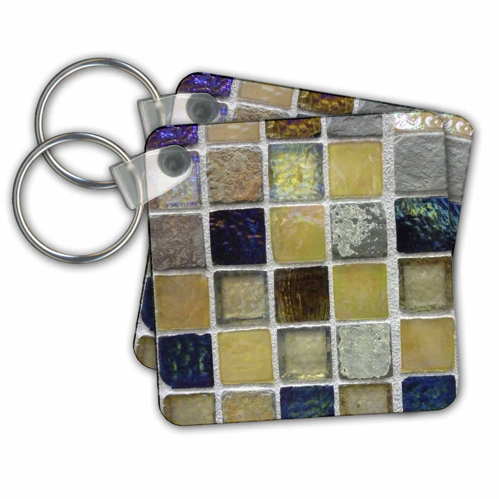 3dRose Key Chains Iridescent Purple Blue Gray and Yellow Blocks (kc-35007-1)