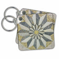 3dRose Key Chains Pale Gray and Yellow Starburst Mosaic (kc-35008-1)