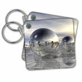 3dRose Key Chains Many geometric silver spheres on metal surface with reflections. (kc-350101-1)