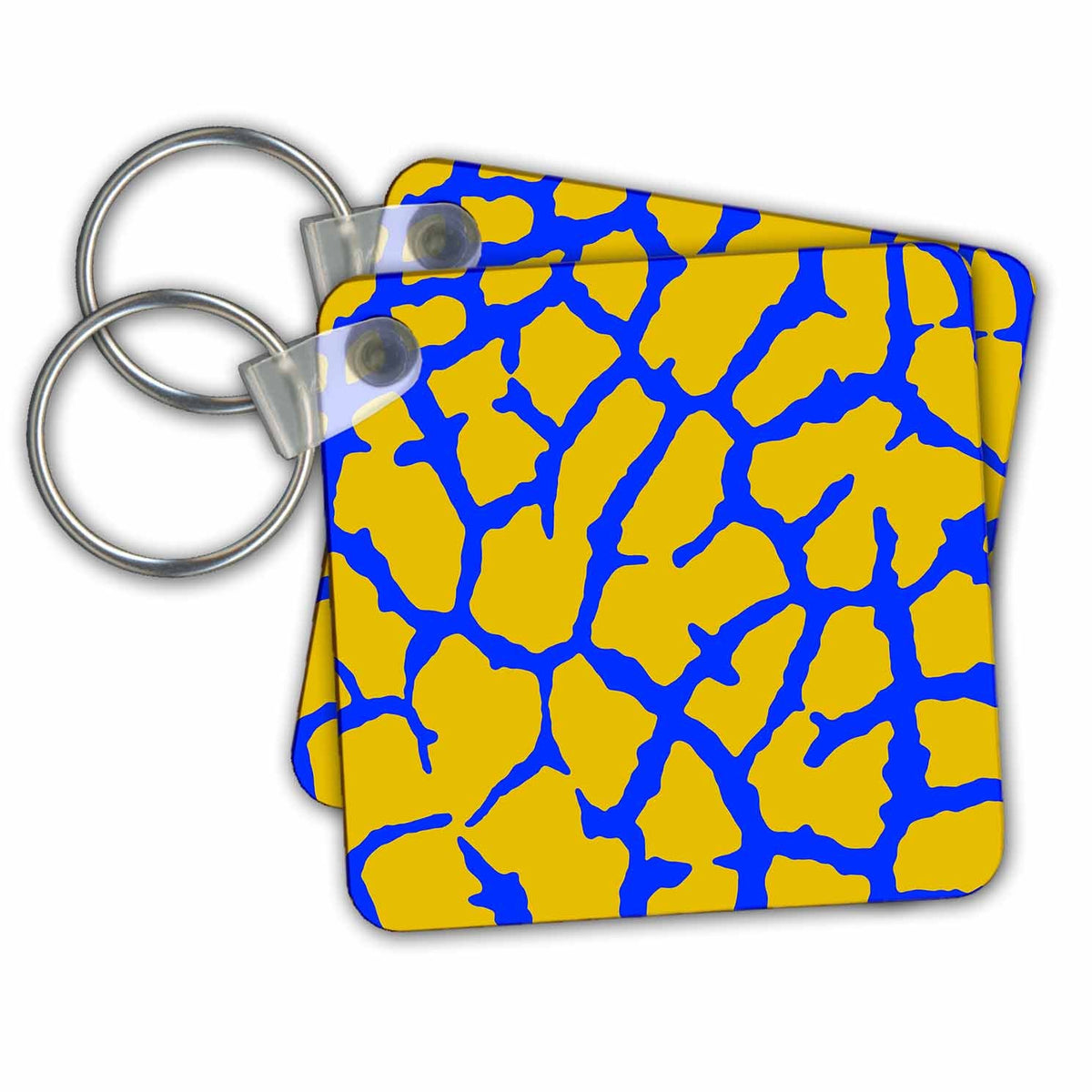 3dRose Key Chains Awesome giraffe print in yellow and blue (kc-362885-1)
