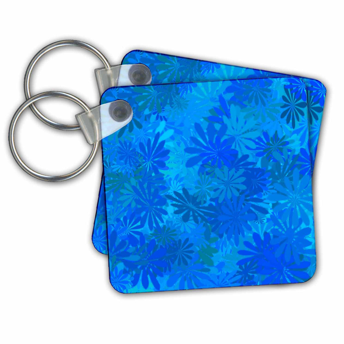 3dRose Key Chains A retro daisy pattern in blues (kc-362887-1)