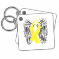 3dRose Key Chains Winged yellow awareness ribbon (kc-362893-1)