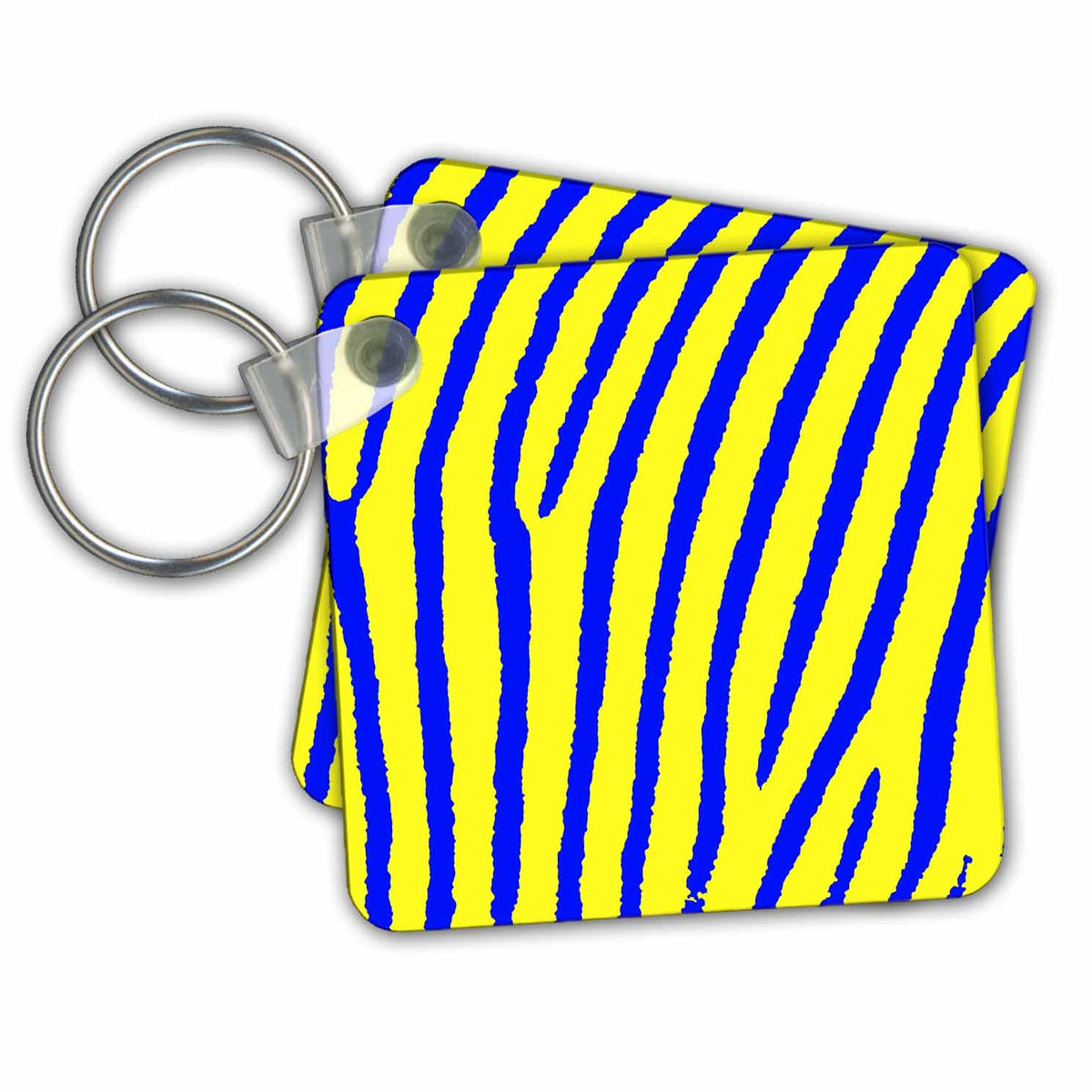 3dRose Key Chains Awesome zebra print in yellow and blue (kc-362894-1)