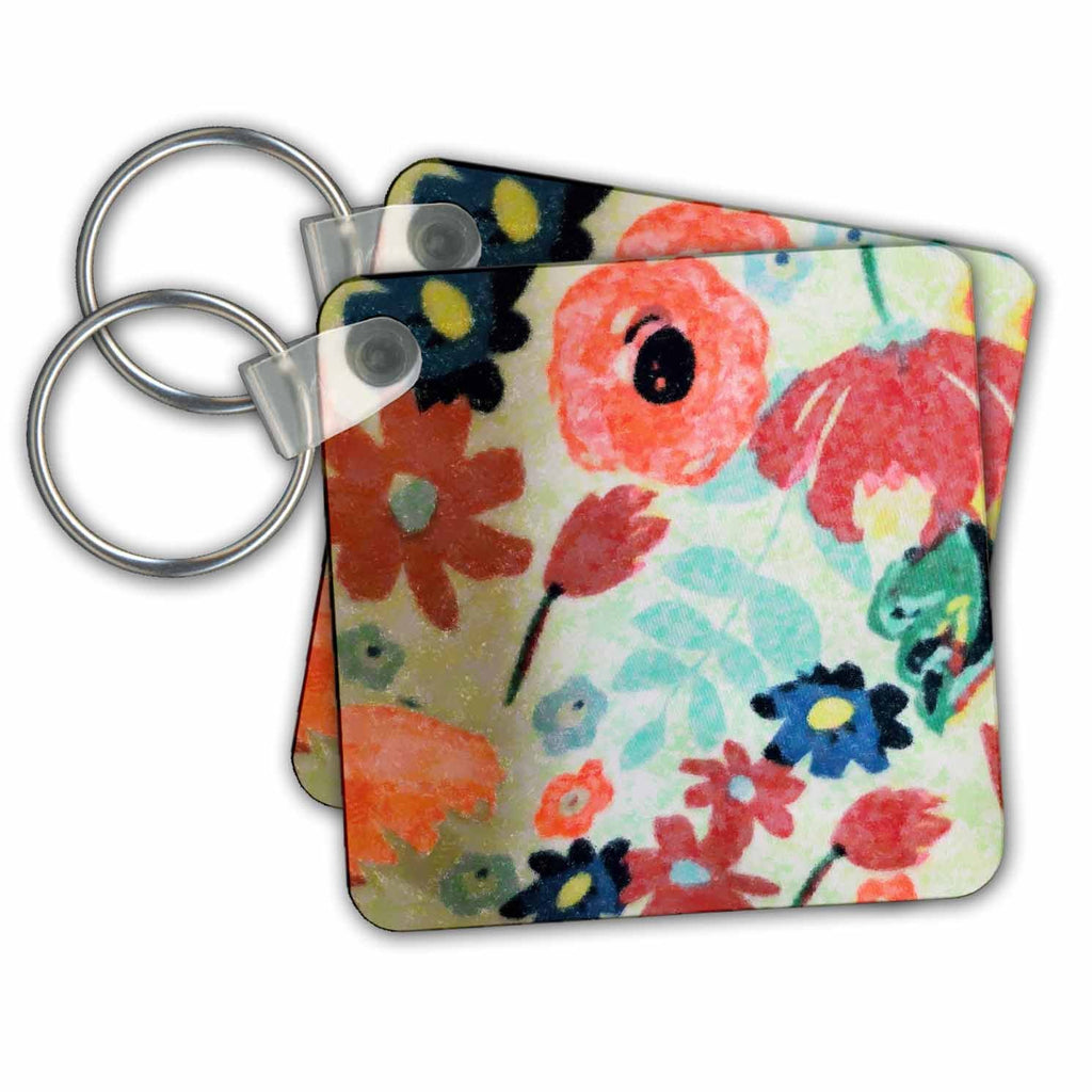 3dRose Key Chains Image of Small Assorted Flowers In Impressionism Style (kc-362895-1)