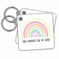 Key Chain - Todo Comienza con un Sueno Inspirational Spanish Quote Pretty Rainbow Boho Rainbow