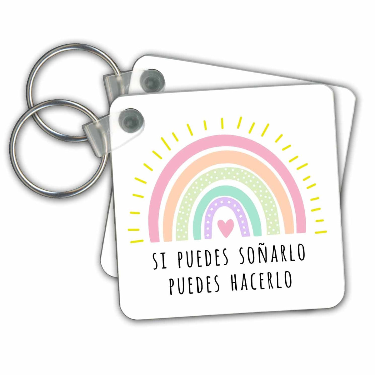 Key Chain - Si Puedes Sonarlo Puedes Hacerlo - Inspiring Spanish Quotation Rainbow Boho Rainbow
