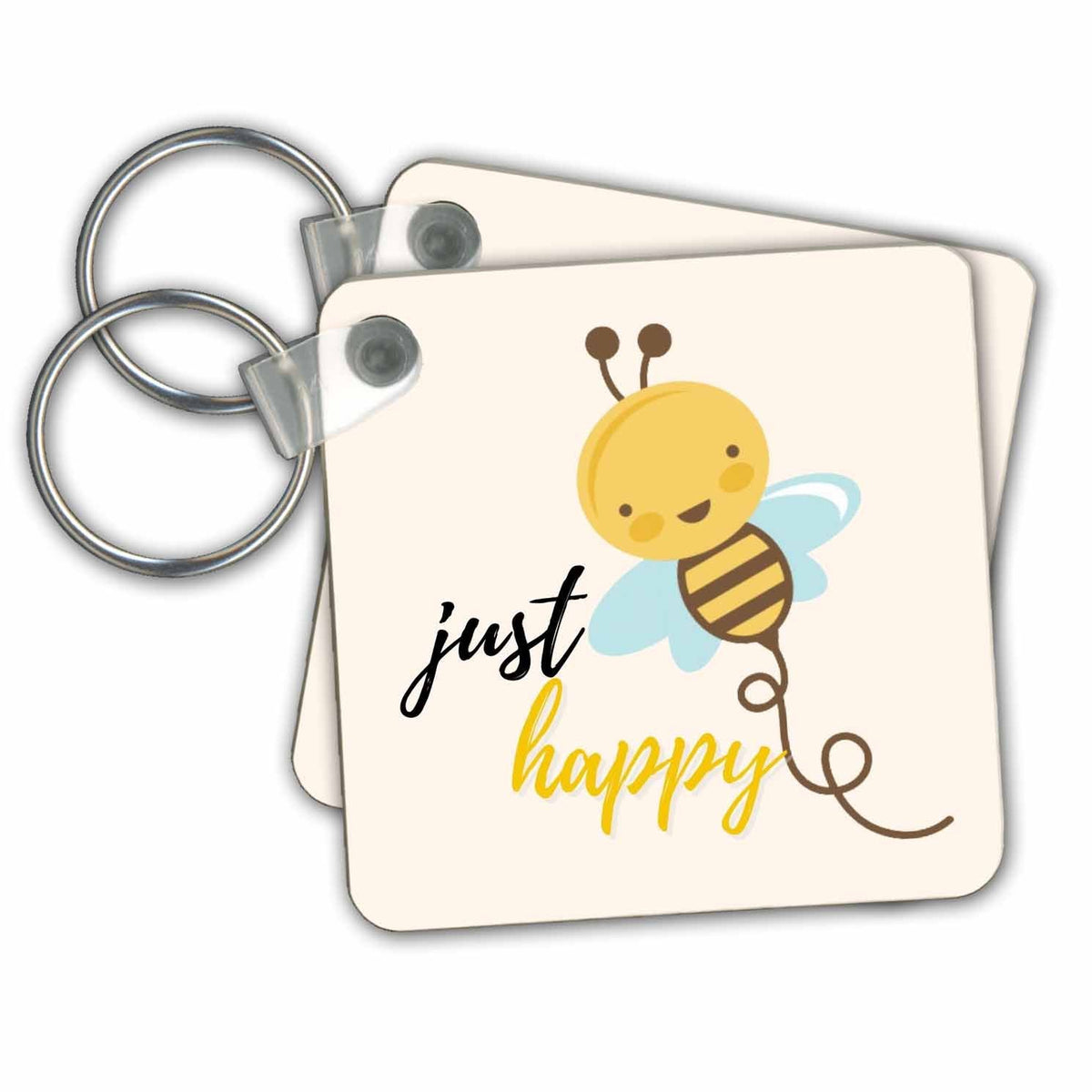 3dRose Key Chains Creative and Unique Just Bee Happy (kc-363260-1)