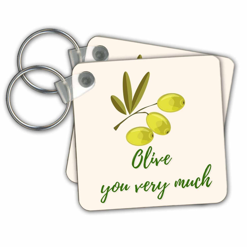 3dRose Key Chains Creative and Unique Olive you very much (kc-363265-1)