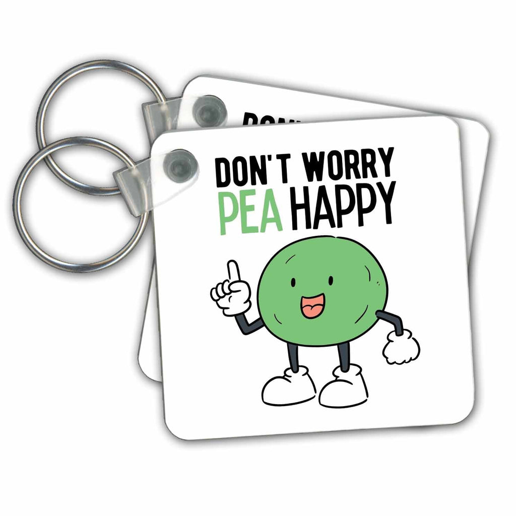 3dRose Key Chains Do Not Worry PEA Happy (kc-363461-1)