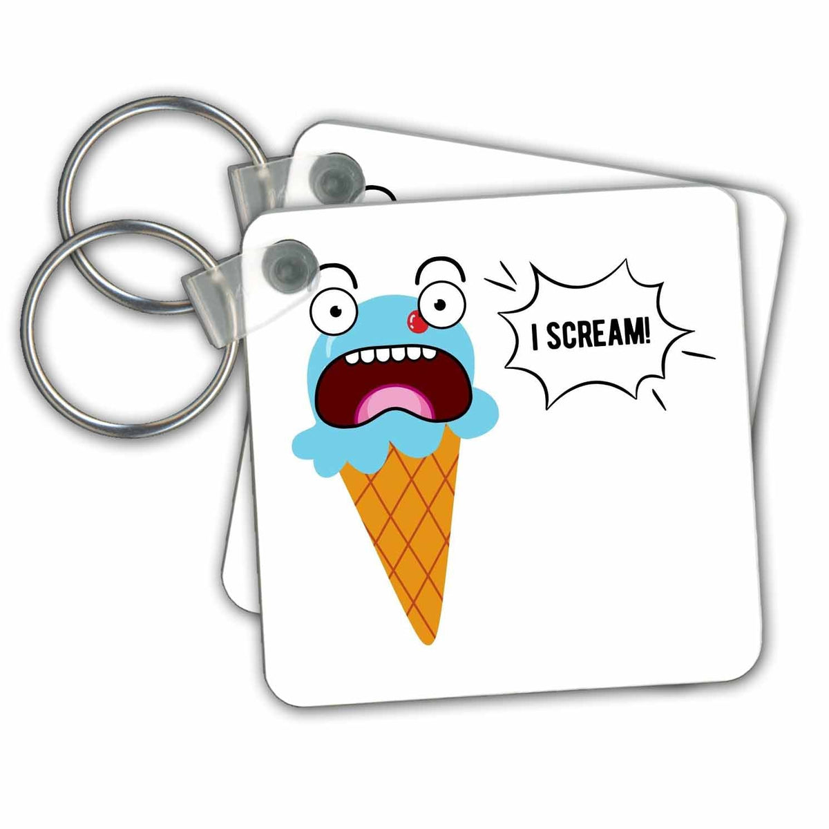 Key Chain - I Scream 3dRose - Rosette - Funny Food Phrases