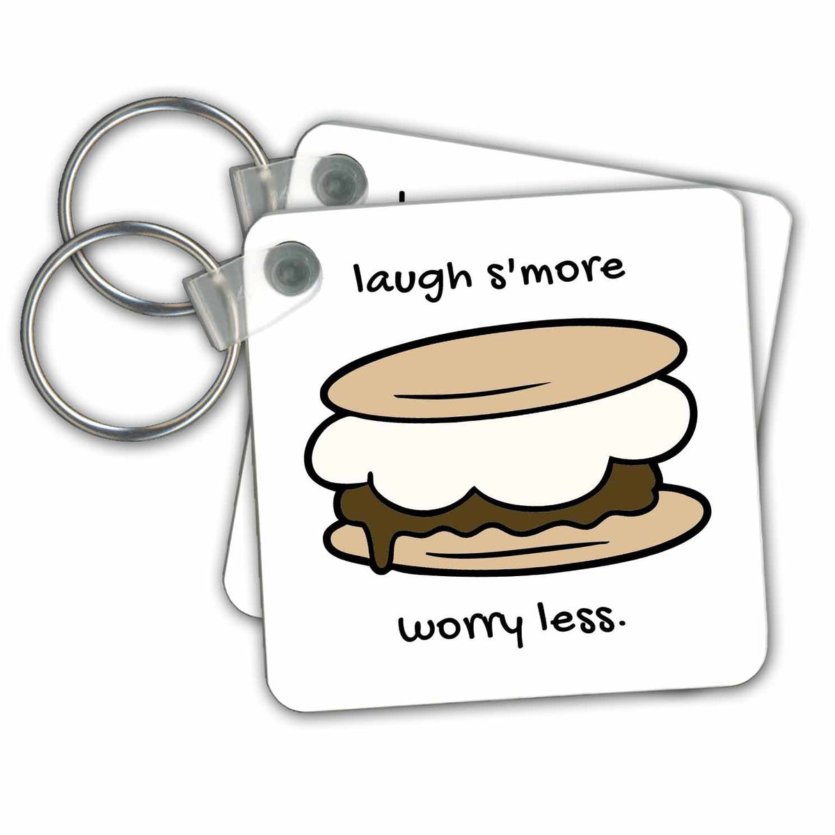 Key Chain - Laugh SMORE Worry Less 3dRose - Rosette - Funny Food Phrases