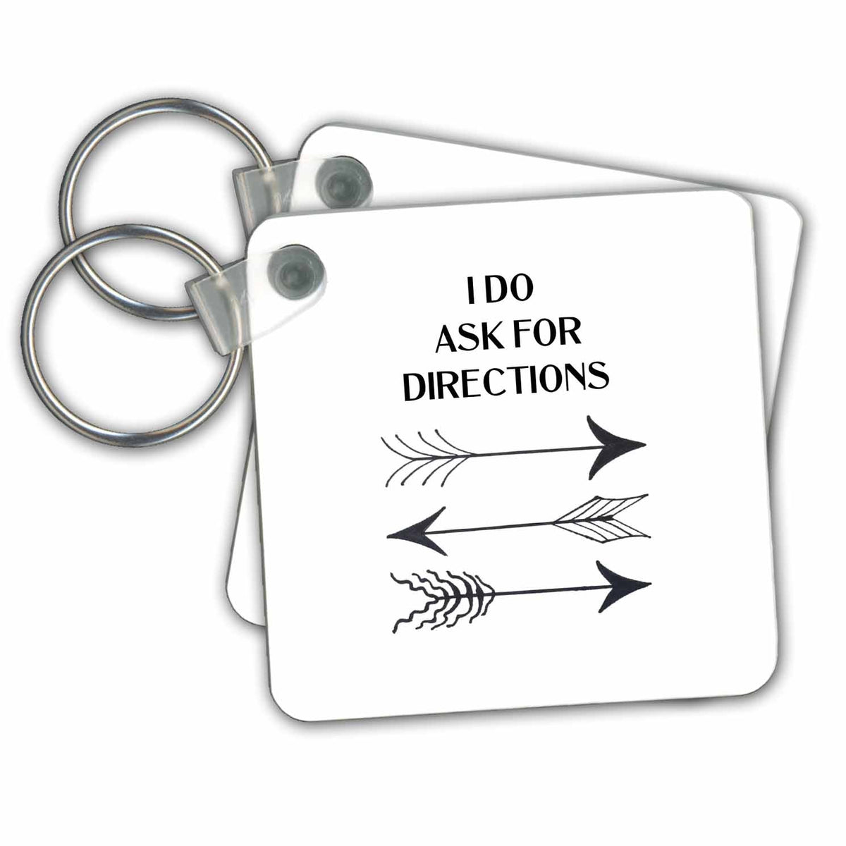 3dRose Key Chains Arrows In Different Directions With Text (kc-363501-1)