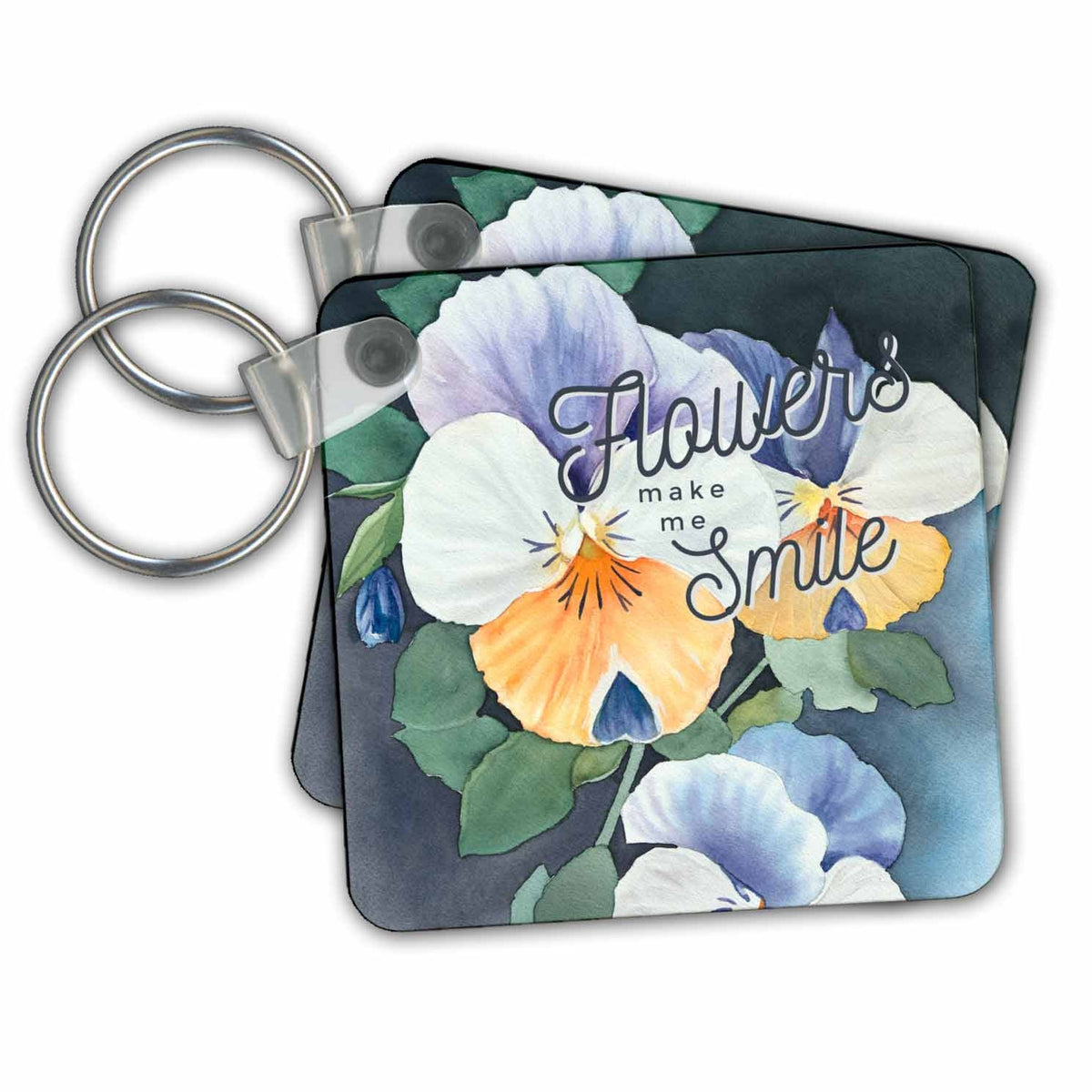 Key Chain - Pansies With Text Art - Plants