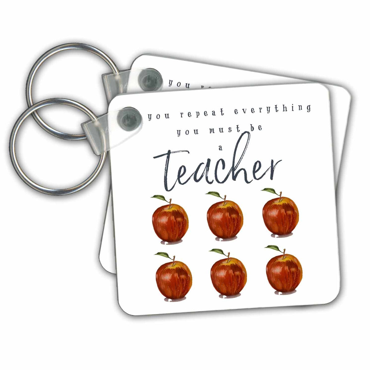 3dRose Key Chains Six Apples In Two Rows With Text Above (kc-363508-1)