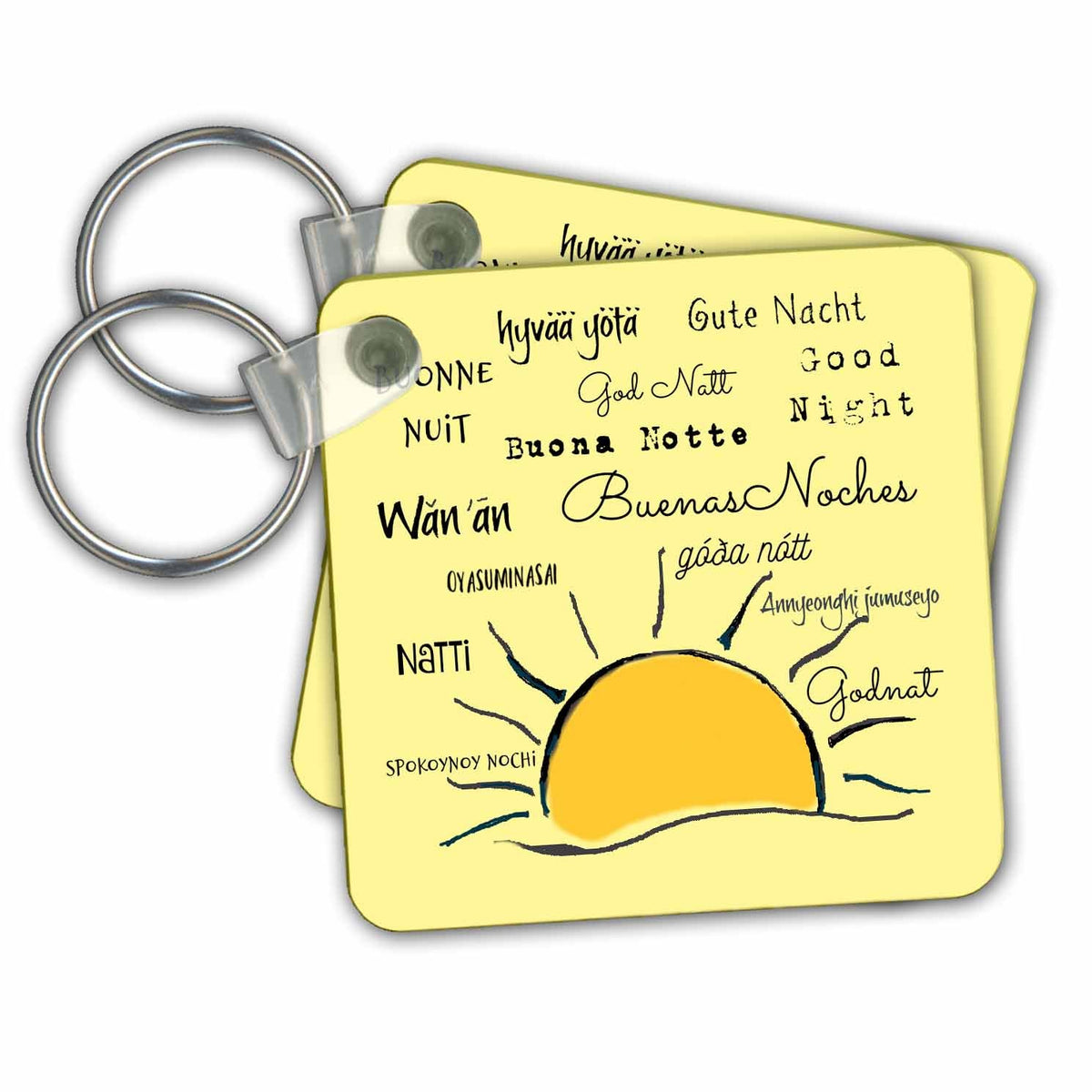 Key Chain - Sunset With Good Night Text Written In Different Languages Art - Sunset