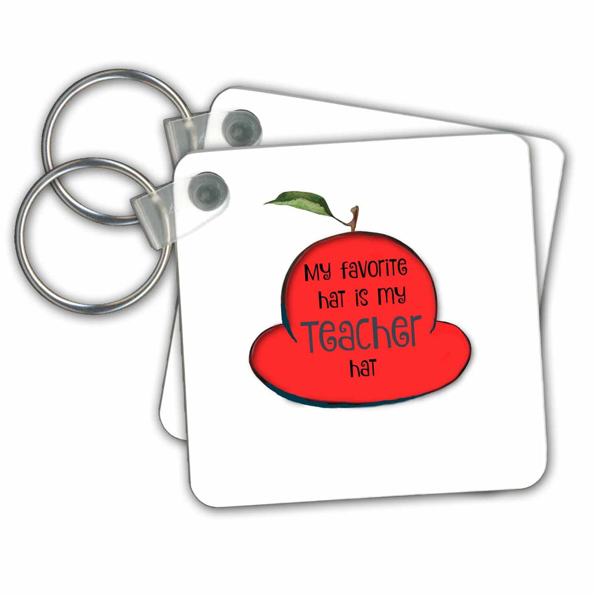 3dRose Key Chains Red Hat In Shape Of Apple With Text (kc-363510-1)