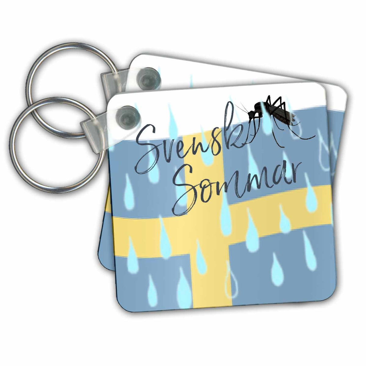 3dRose Key Chains Swedish Flag With Mosquito And Rain Drops (kc-363514-1)