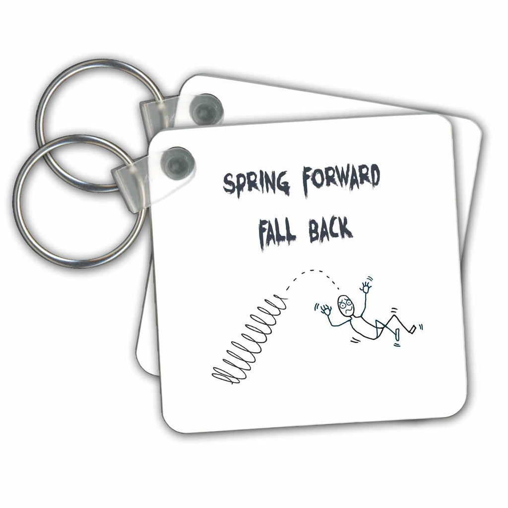 3dRose Key Chains A Spring And Figure Falling Backwards With Text Above (kc-363516-1)