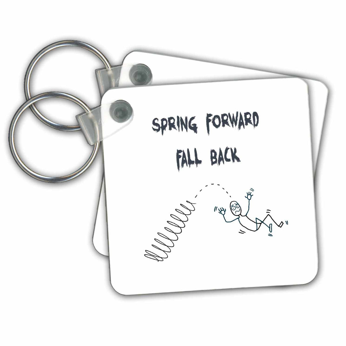 3dRose Key Chains A Spring And Figure Falling Backwards With Text Above (kc-363516-1)