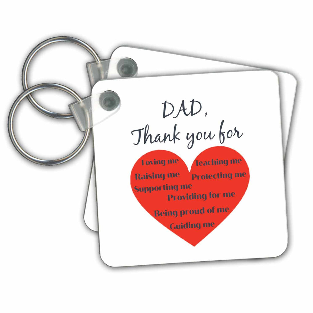 3dRose Key Chains Big Red Heart With Text Inside And Above For Dad (kc-363519-1)