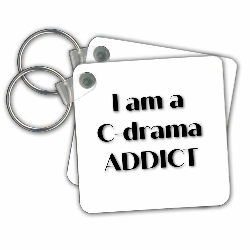 3dRose Key Chains Text Saying I Am A C Drama Addict (kc-363530-1)