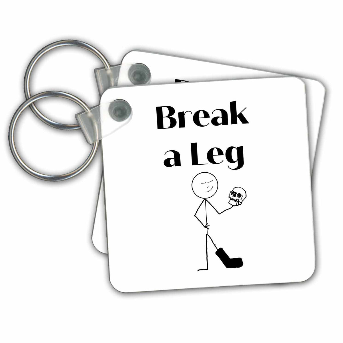 Key Chain - Stick Figure With Broken Leg And Scull With Text Art - Performing Arts