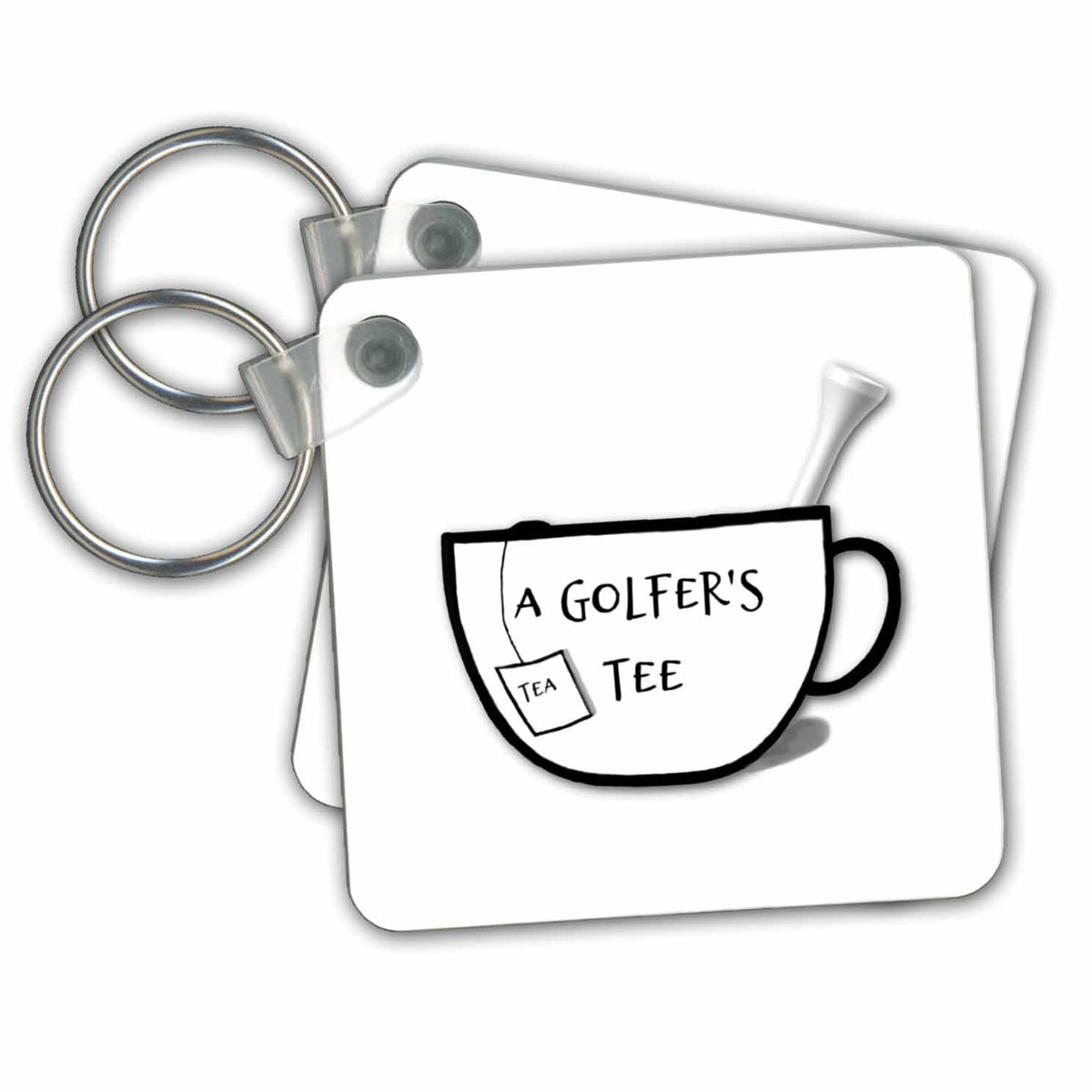 Key Chain - Tea Cup With A Golf Tee And Text Inside Art - Golf