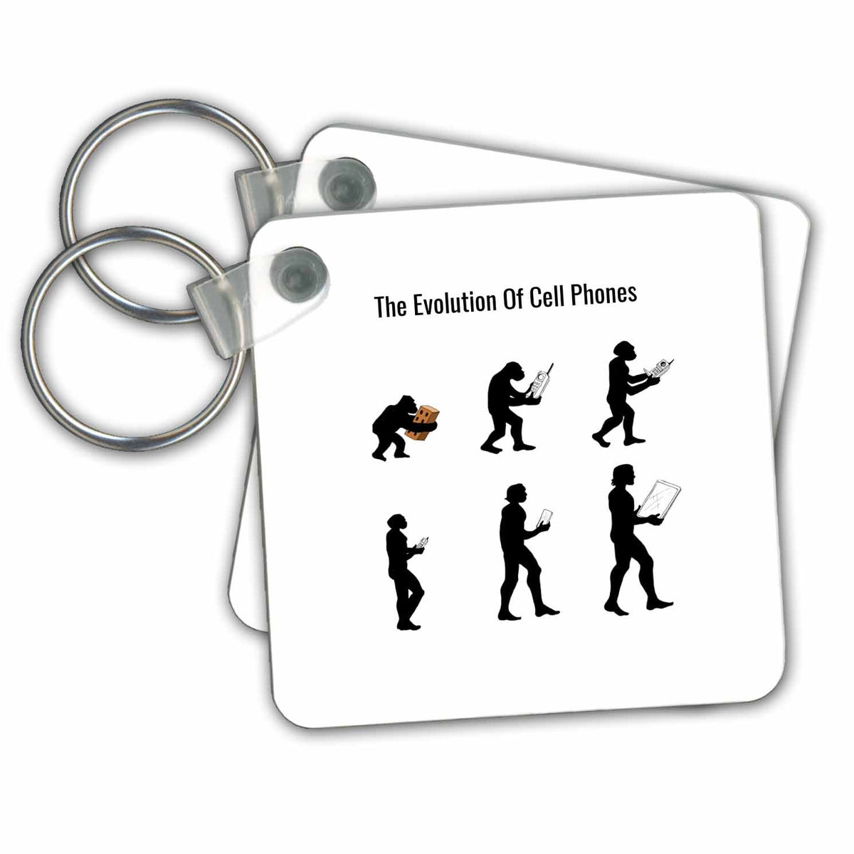 Key Chain - Evolution of Man And Cellphone Art - Cellphones And Man
