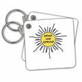 Key Chain - A Sun With Spring Rays and Text in Middle Spring Has Sprung Art - Sun With Rays
