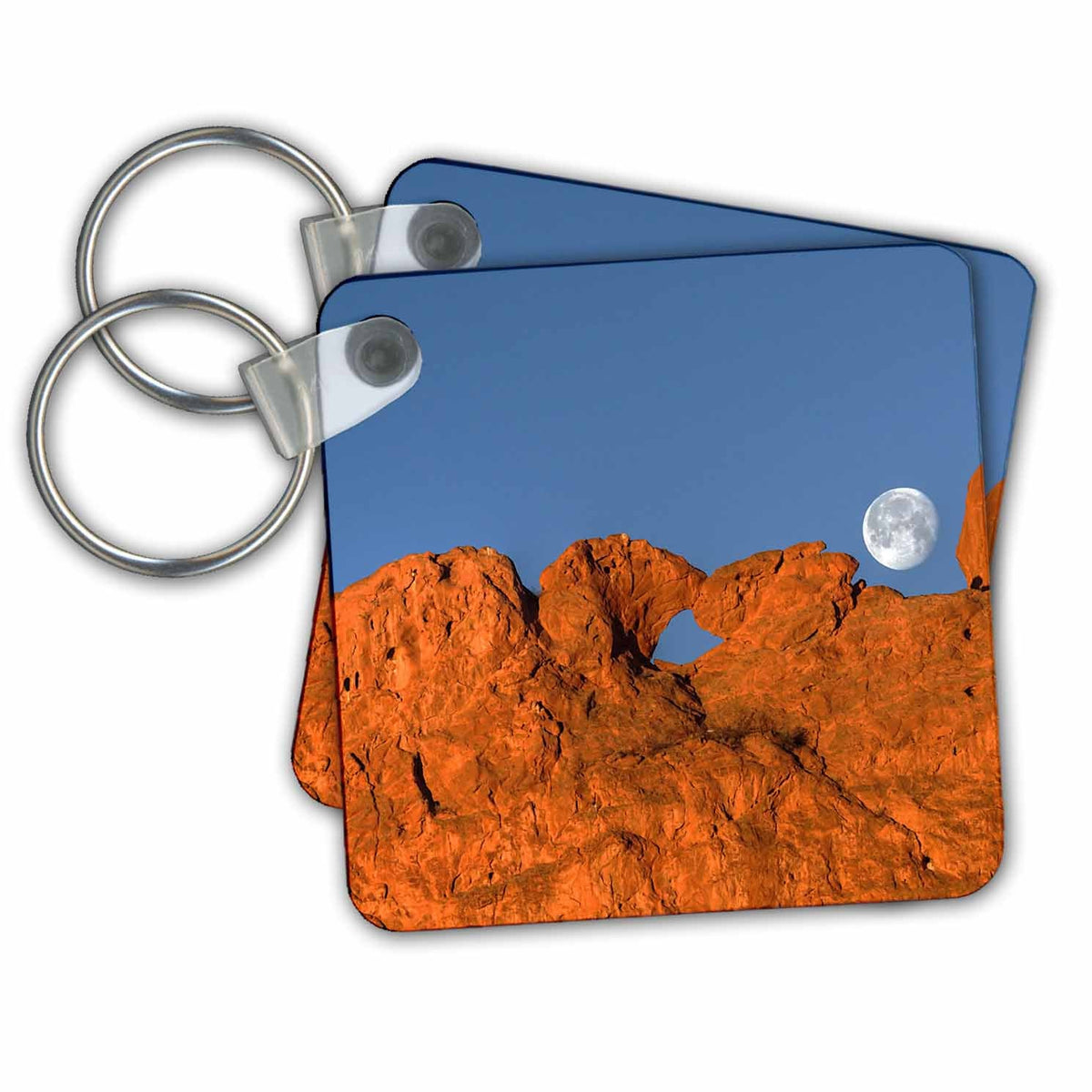 3dRose Key Chains Kissing Camels Rock Formation with Full Moon (kc-36357-1)