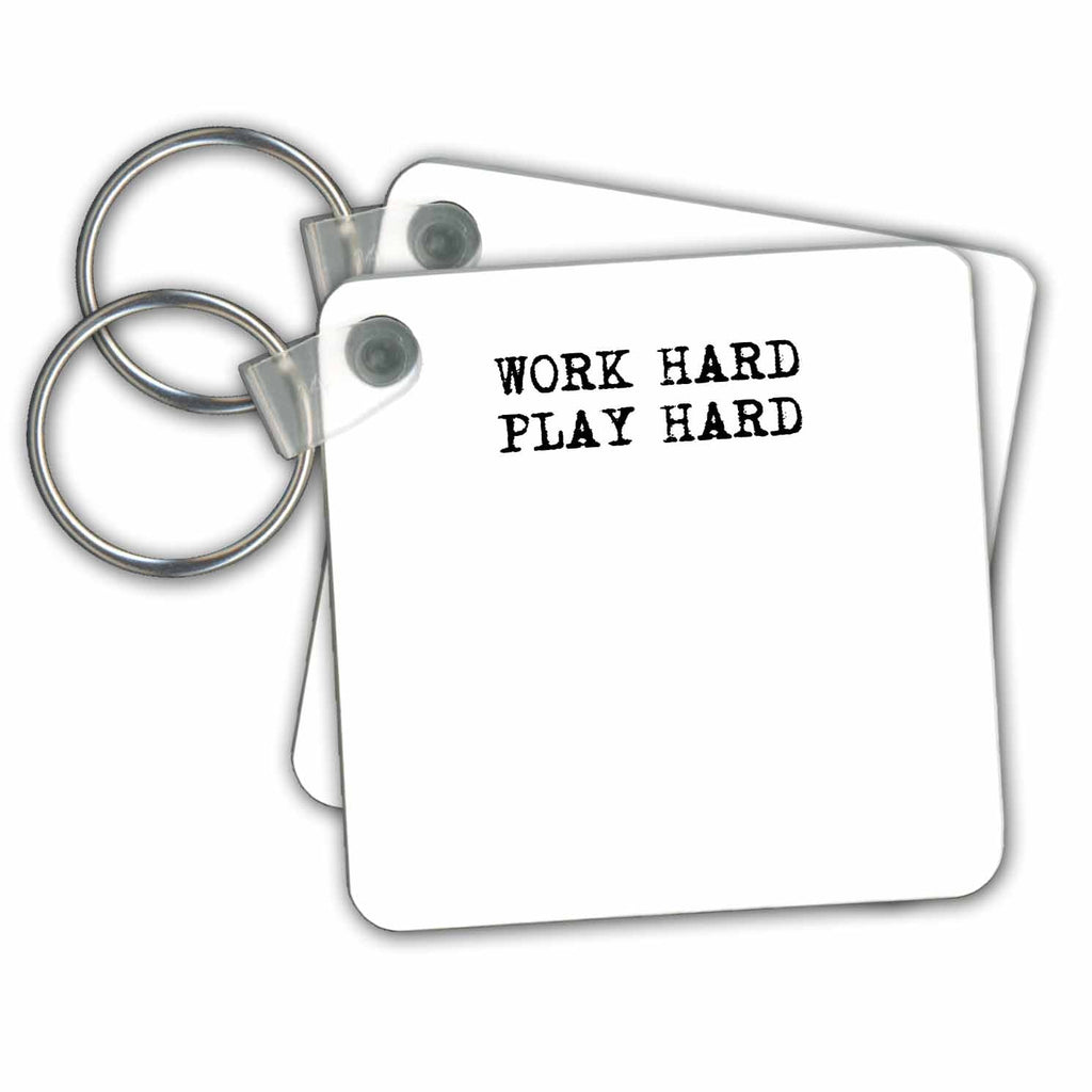 3dRose Key Chains Text Saying Work Hard Play Hard (kc-363587-1)