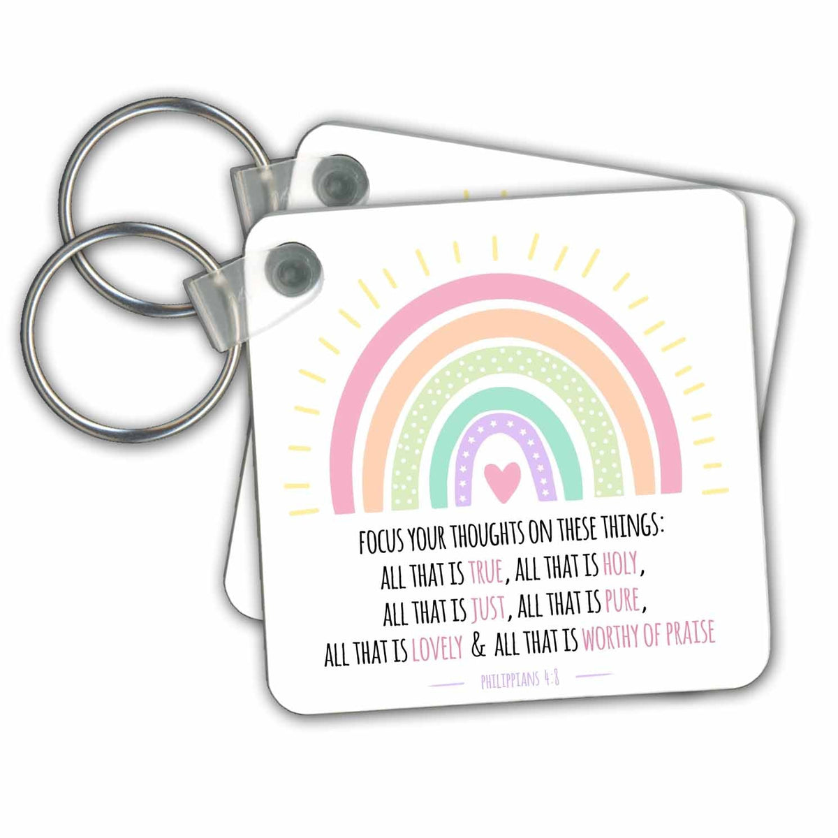 3dRose Key Chains Positive Thinking Bible Verse - Christian Positivity Scripture Quote (kc-363633-1)