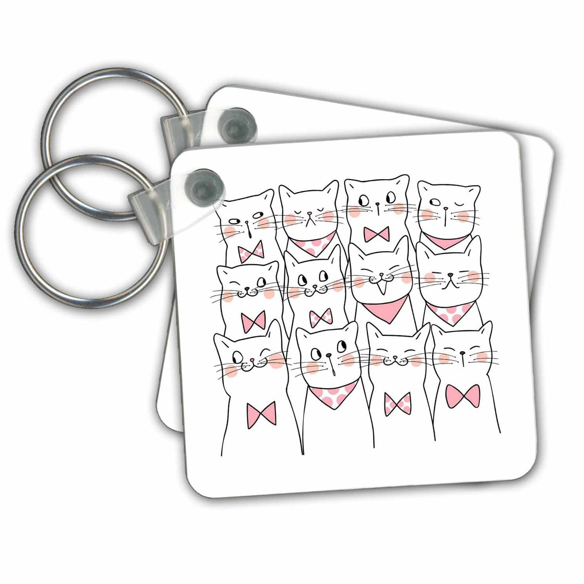 Key Chain - Faces of Cute Cats 3dRose - Rosette - Cat Hooman