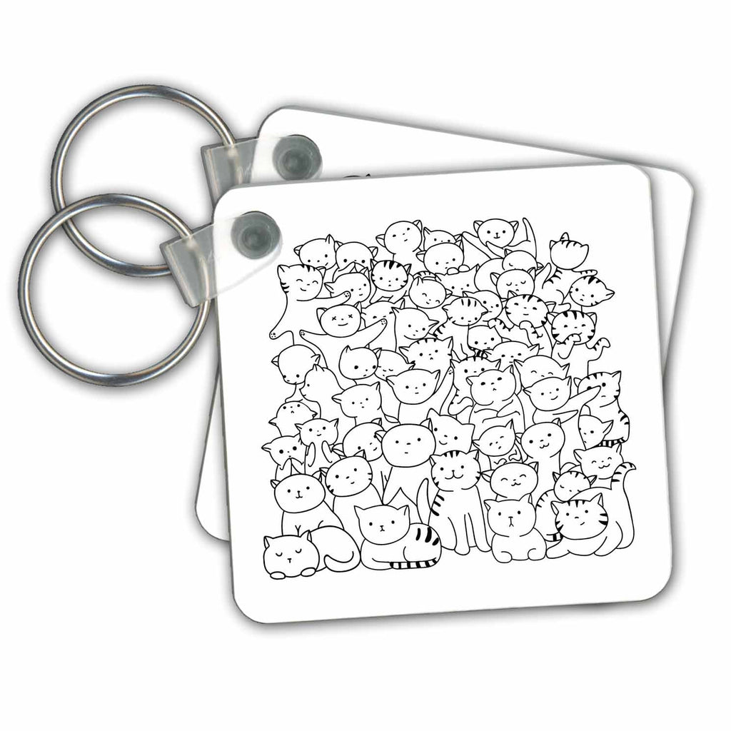 3dRose Key Chains Faces of Cute Cats (kc-363833-1)