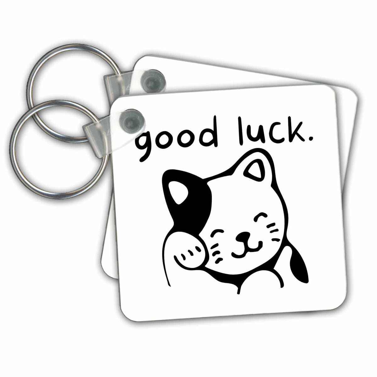Key Chain - Good Luck Cat Maneki Neko 3dRose - Rosette - Cat Hooman