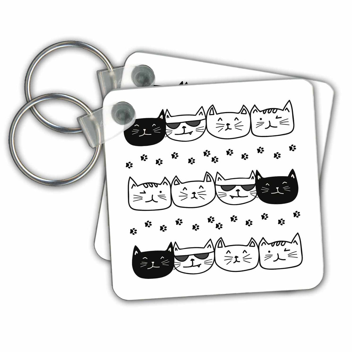 3dRose Key Chains Black and White Cool Cats (kc-363836-1)