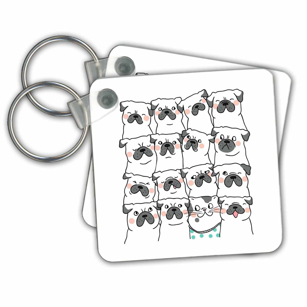 3dRose Key Chains Faces of Cute Dogs (kc-363839-1)