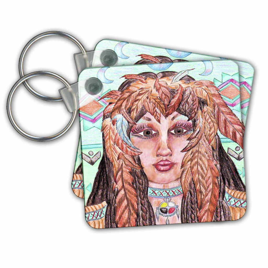 3dRose Key Chains Maiden of the Red Tailed Hawk (kc-3639-1)