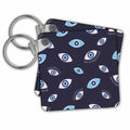 Key Chain - Abstract pattern of blue eyes against the navy blue background Alexis Design - Pattern Abstract